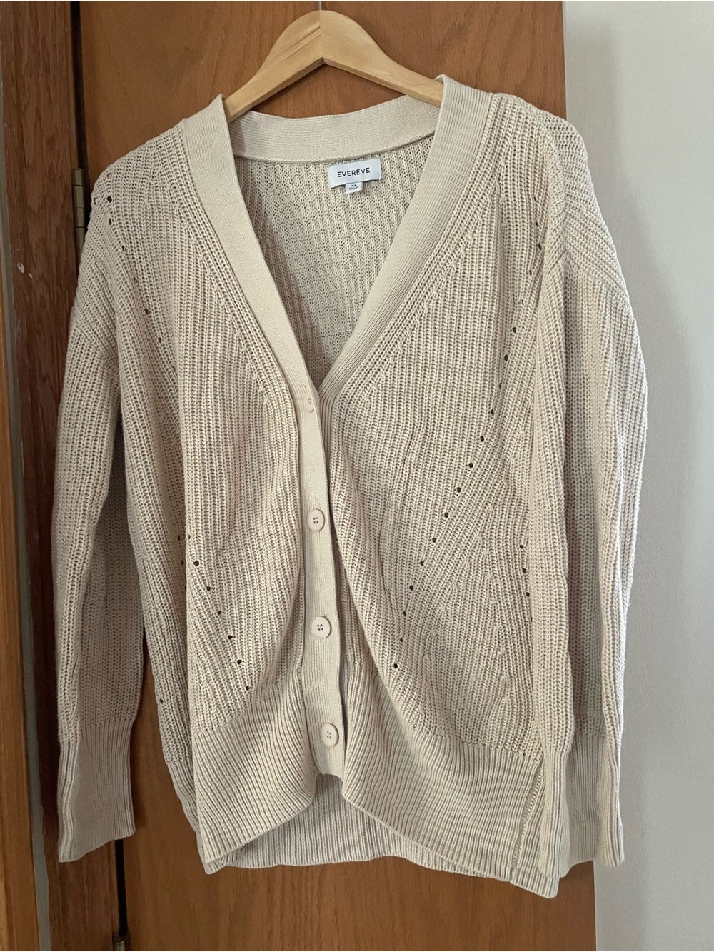 Evereve Beige V-Neck Button-Front Knit Cardigan Womens XS